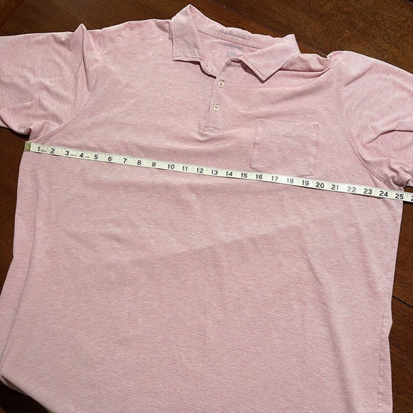 B. Draddy Men's XXL 2XL Pink White Striped Short Sleeve Golf Polo Shirt - Picture 7 of 8